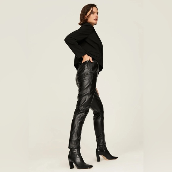 Anine Bing Womens Sonya Faux Leather Straight-Leg Pants SZ 32 NWT